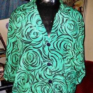 Vintage Liz Roberts Buttoned Funky Ladies Top